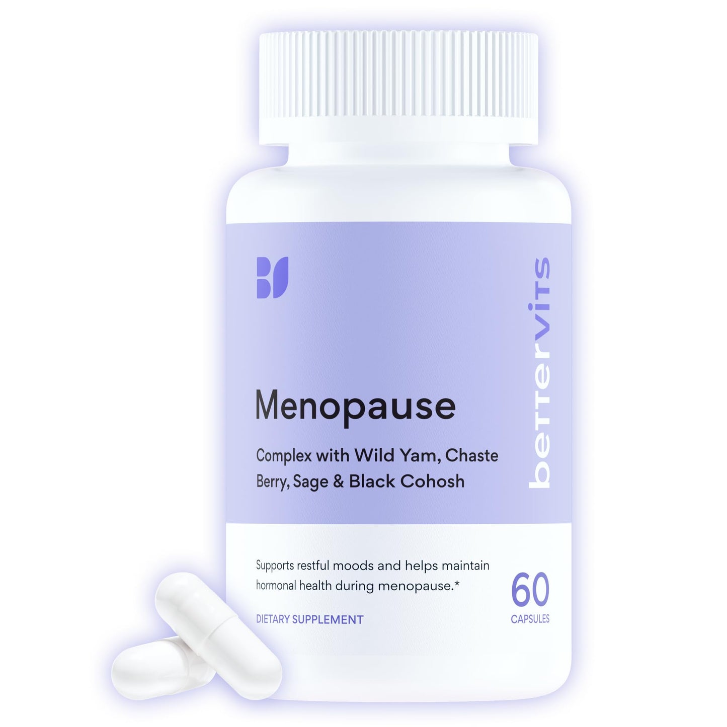 Bettervits Menopause Supplements for Women with Ashwagandha and Zinc | Hormone Balance Support with Vitamins D3 B6 B12 for Hot Flashes | Perimenopause Supplements for Monthly Wellness - 60 Capsules BettervitsBuy Supplements Australia