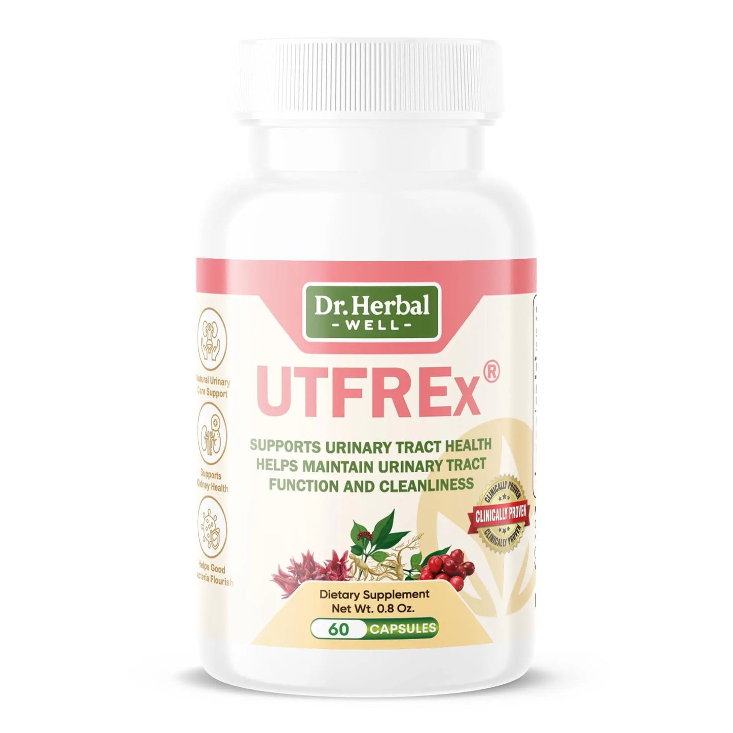 DR. HERBAL WELL UTFREX Clinically Proven Urinary Tract UTI Health Supplement Natural Support Cleanse Flush Protect (No Probiotics & D-Mannose) – 60 Capsules DR. HERBAL WELLBuy Supplements Australia