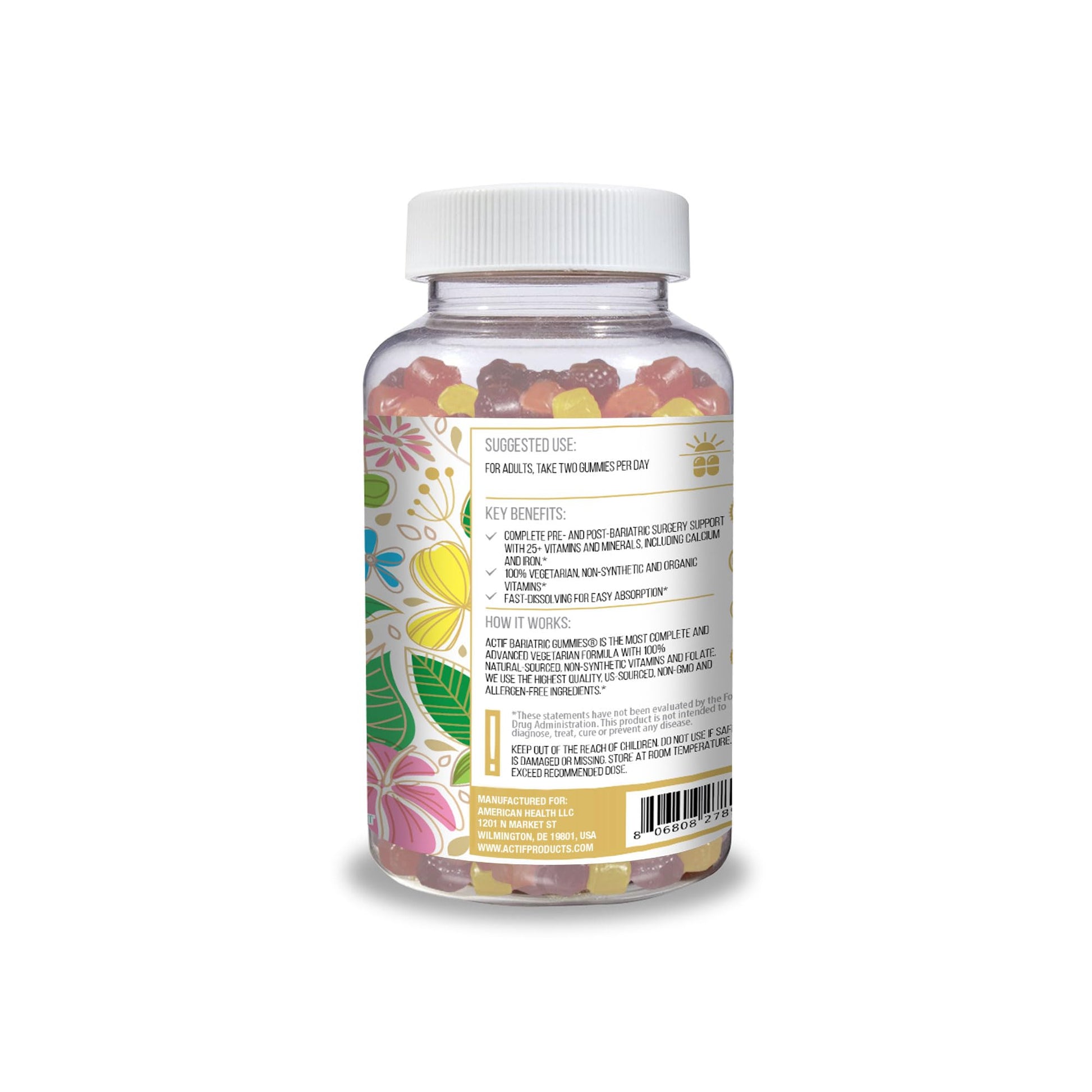 ACTIF Organic Bariatric Gummies with 25+ Organic Vitamins and Minerals for Bariatric Surgery Gastric Bypass Surgery, Advanced Formula - 90 Count ACTIFBuy Supplements Australia