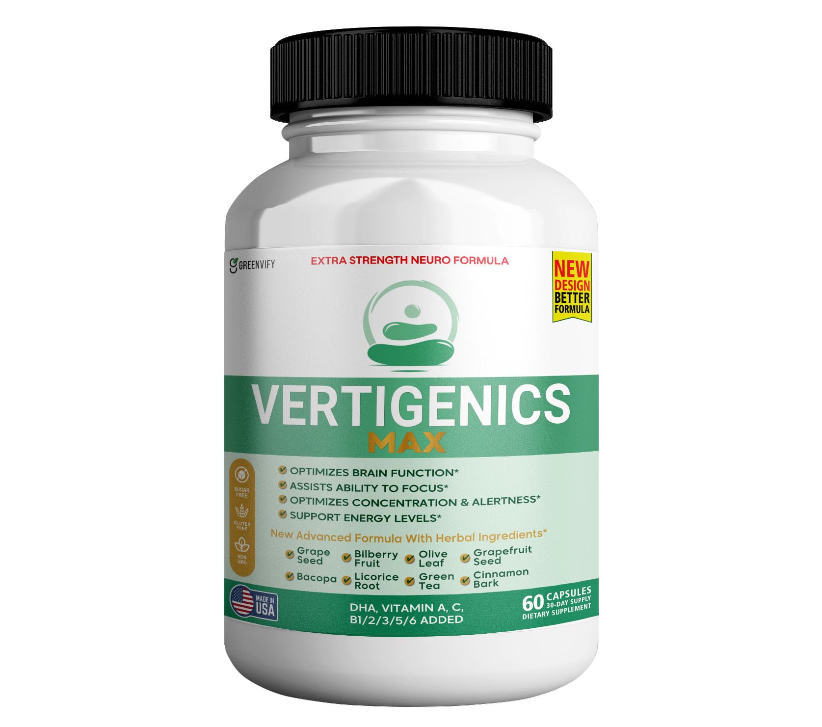 Vertigenics Max – Brain & Focus Support Supplement – Extra Strength Neuro Formula with Vitamins, Minerals & Herbal Blend – Supports Clarity, Alertness & Energy – 60 Capsules (1) VertigenicsBuy Supplements Australia