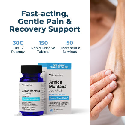 VitaMedica Arnica Montana 30C Rapid Dissolve Tablets for Natural Pain, Bruising, and Swelling Support VitaMedicaBuy Supplements Australia