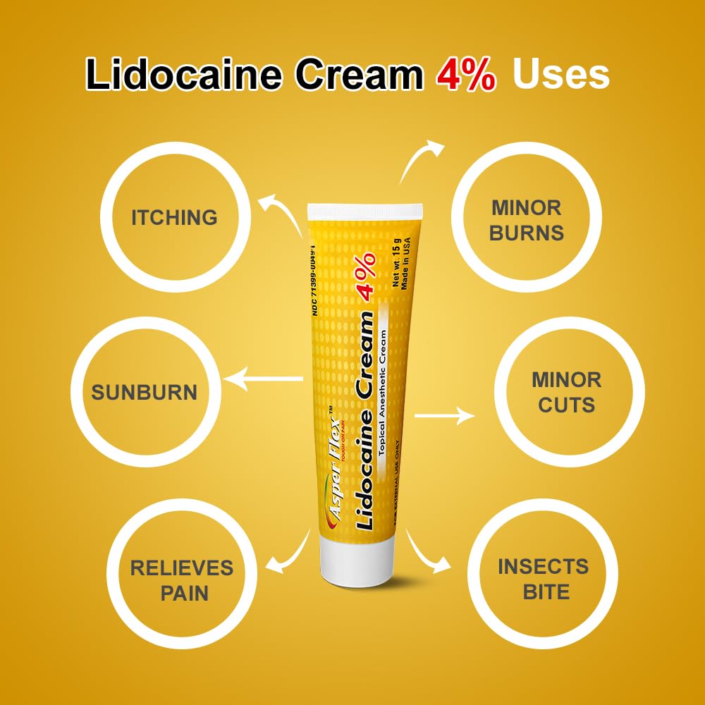 ASPERFLEX™ Lidocaine Pain Relief Cream 4% - Fast-Acting Numbing Cream for Muscle & Joint Pain, Arthritis, Backache, and More - 15G ASPERFLEXBuy Supplements Australia