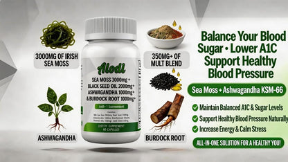 ALODI Super Seaweed Blend Supplement - Contains KSM-66 Ashwagandha, Black Seed Oil, Burdock Root, Kelp, Supports Digestion, Sleep, and Immune Health ALODIBuy Supplements Australia