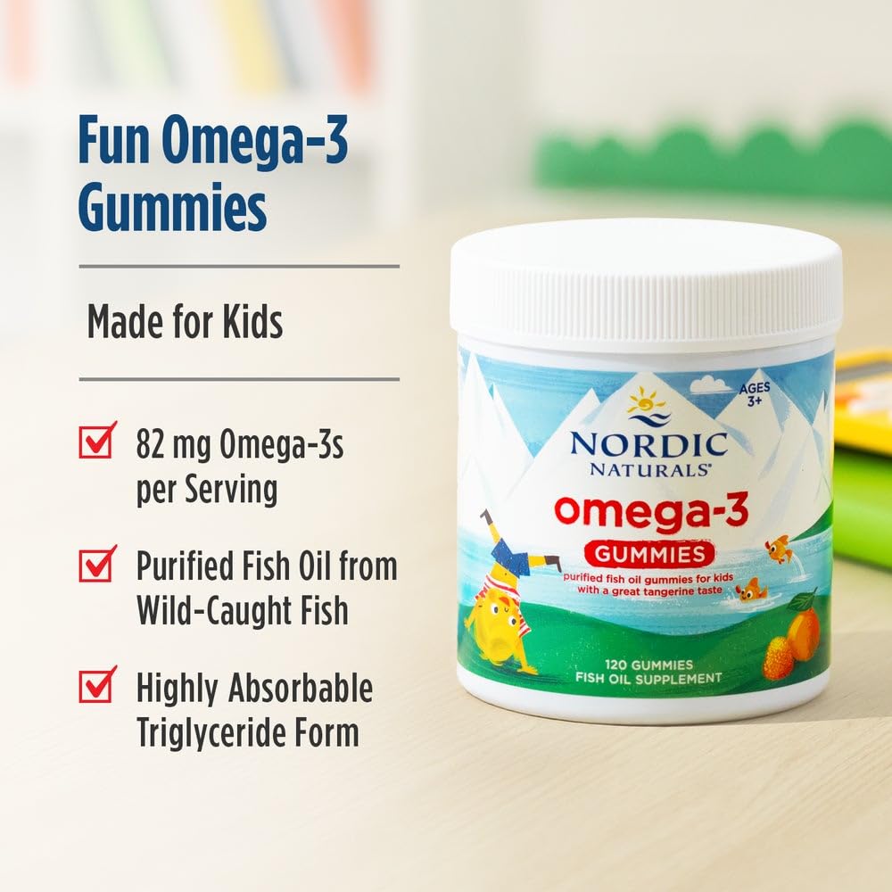 Nordic Naturals Nordic Omega-3 Gummies, Tangerine - 120 Gummies - 82 mg Total Omega-3s with EPA & DHA