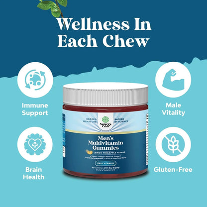 Natures Craft Men's Multivitamin Gummies with Superfood Complex - Daily Multivitamin for Men Gummies with CoQ10 and Ashwagandha Natures Craft