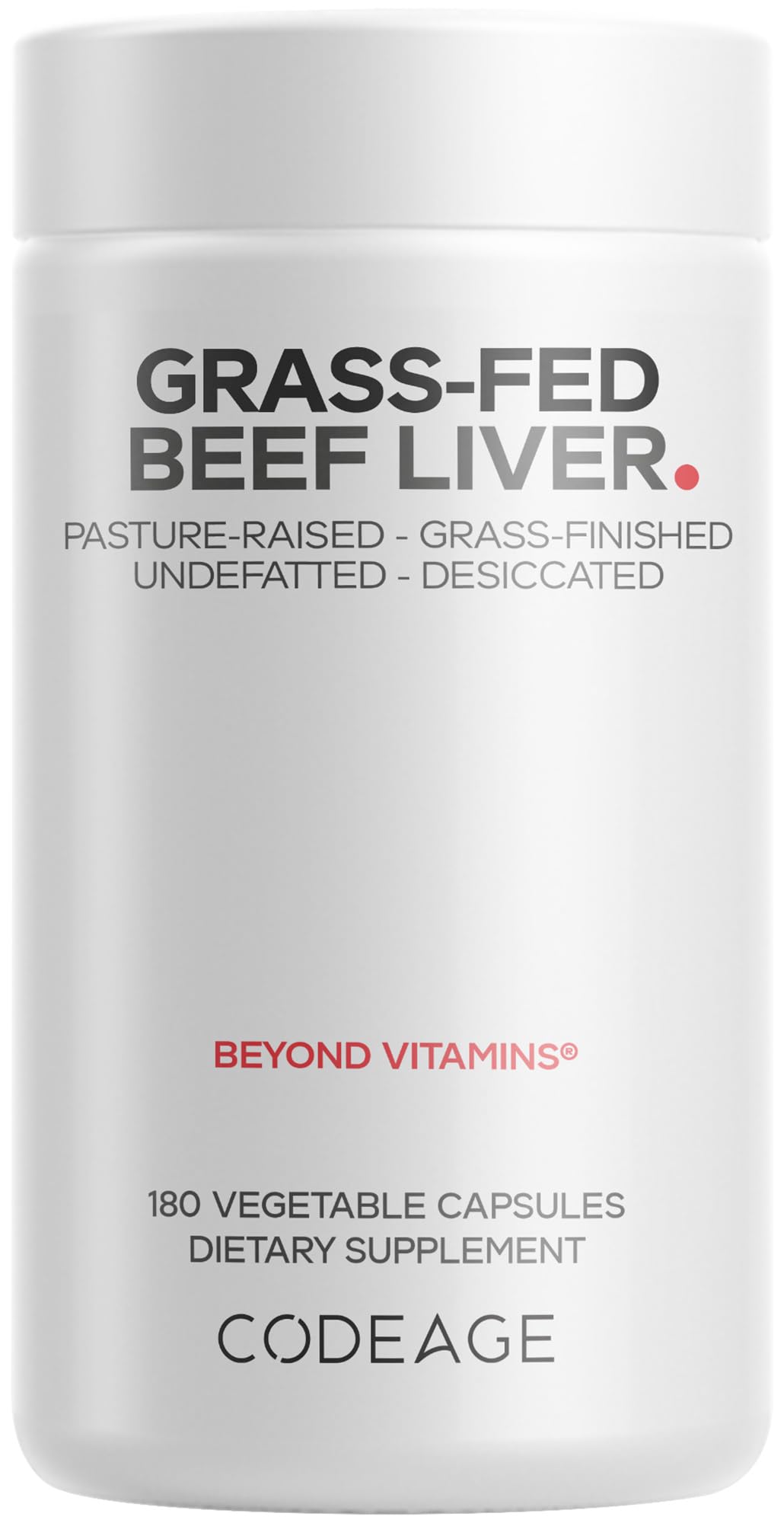 Codeage Grass Fed Beef Liver Supplement Superfood, Freeze Dried, Non-Defatted, Desiccated Glandulars Bovine Pills, Pasture Raised Beef Vitamins, Non-GMO Liver Meat, 180 Capsules CodeageBuy Supplements Australia