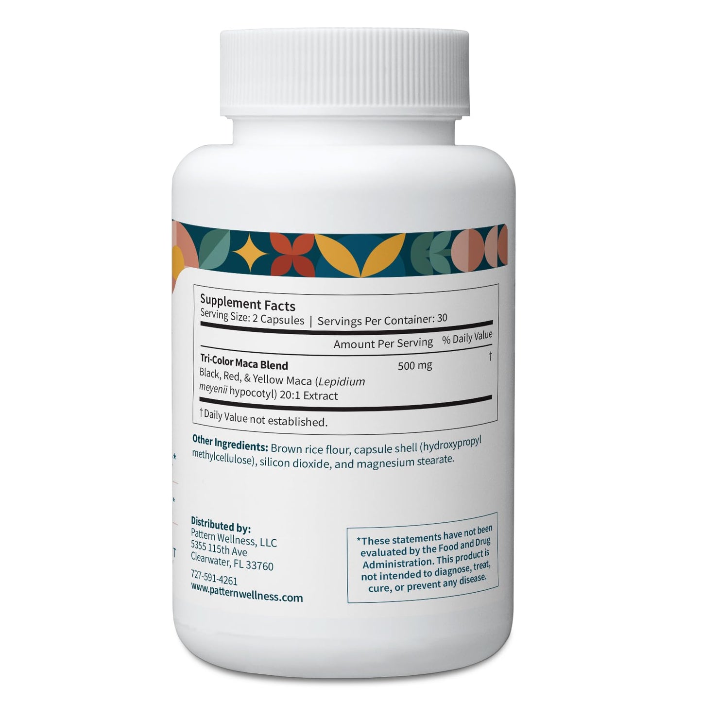Pattern Wellness Maca Root Extract 20:1-500mg Per Serving – for Men & Women – Tri-Color Black/Red/Yellow Blend – 60 Vegan, Non-GMO Capsules Pattern WellnessBuy Supplements Australia