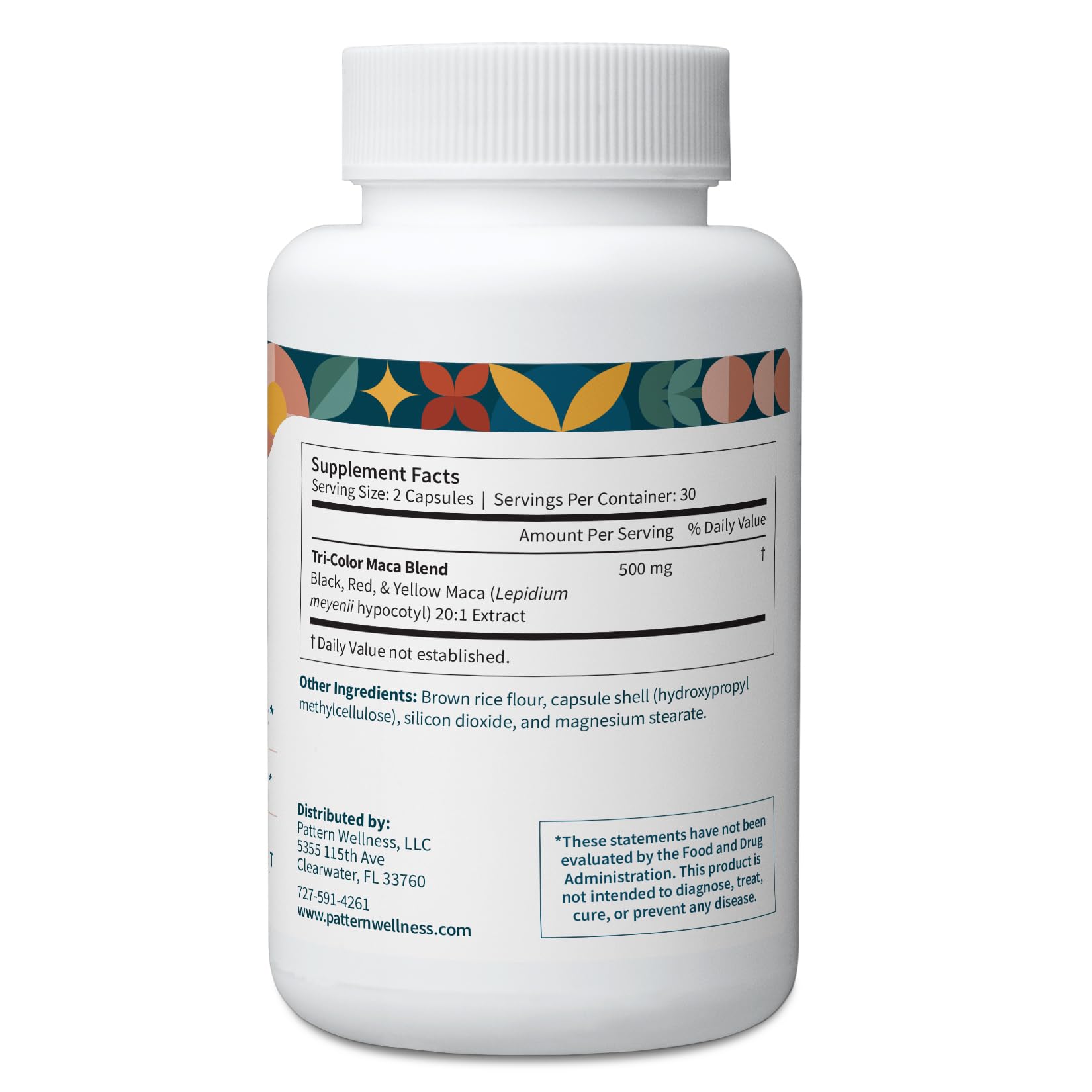 Pattern Wellness Maca Root Extract 20:1-500mg Per Serving – for Men & Women – Tri-Color Black/Red/Yellow Blend – 60 Vegan, Non-GMO Capsules Pattern WellnessBuy Supplements Australia