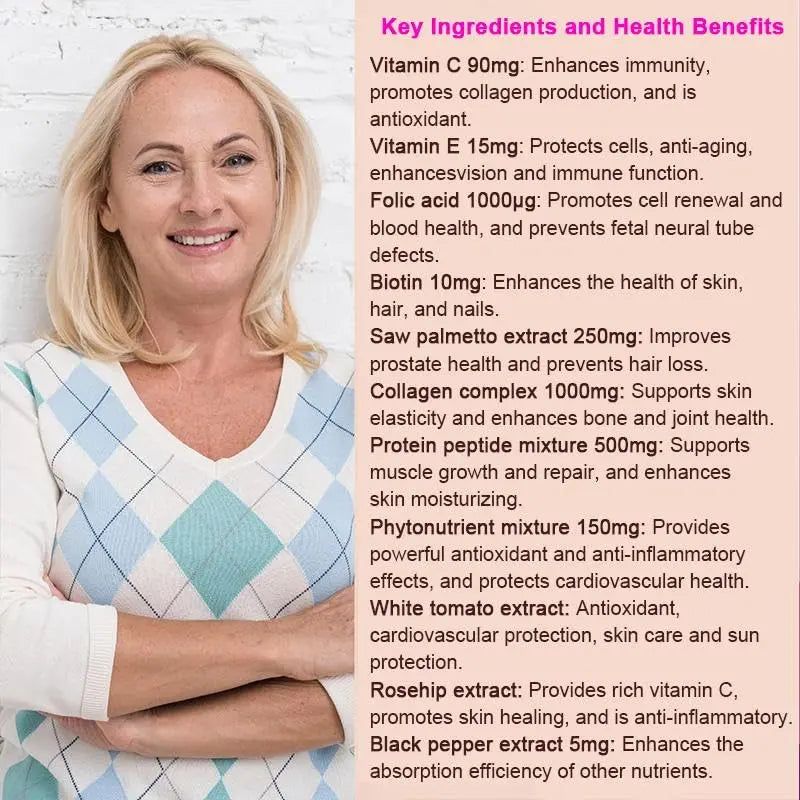 EGUOO Women’s Multivitamin 90 Capsules - Vitamin C, E, Biotin & Folic Acid for Energy, Immune Support, Brain, Heart, Eye & Bone Health EGUOOBuy Supplements Australia