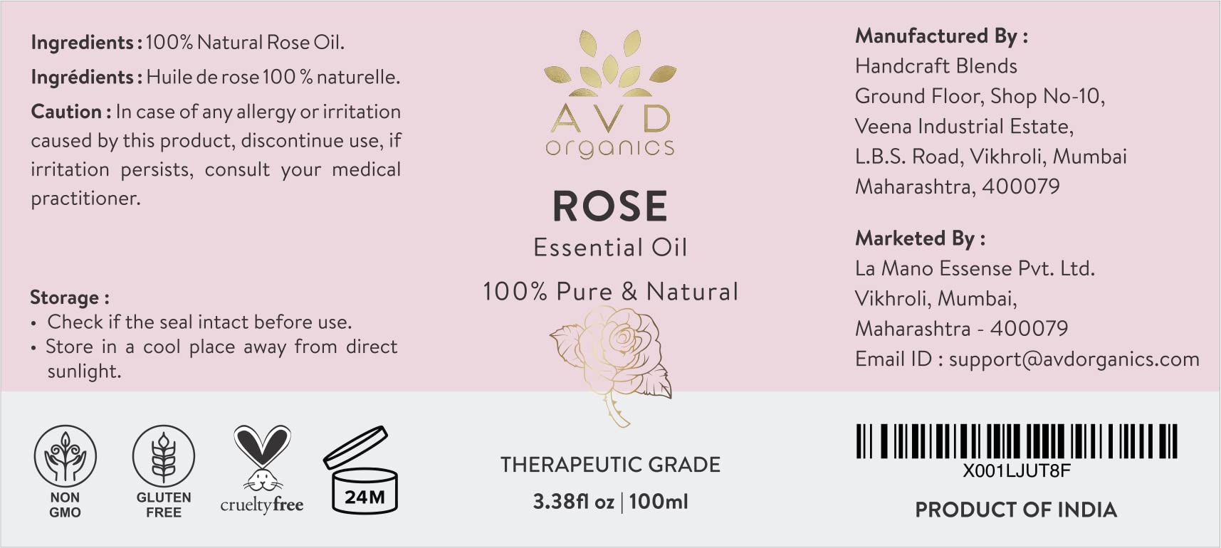 AVD Organics Rose Essential Oil for Diffuser - Premium Quality Therapeutic Grade Rose Oil AVD ORGANICSBuy Supplements Australia