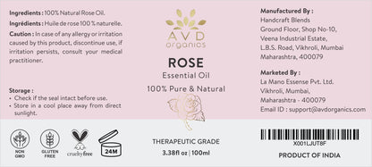 AVD Organics Rose Essential Oil for Diffuser - Premium Quality Therapeutic Grade Rose Oil AVD ORGANICSBuy Supplements Australia