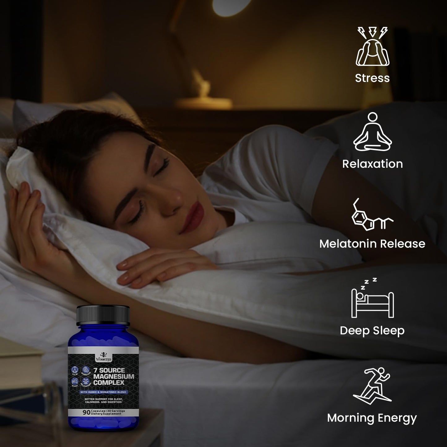 Magnesium Complex for Sleep, Relaxation, Digestion & Calm – Magnesium Glycinate, Citrate, Bisglycinate, Carbonate, Malate, Orotate, Taurate, + Humic/Fulvic for High Absorption - 90 ct. VITAMIZEDBuy Supplements Australia