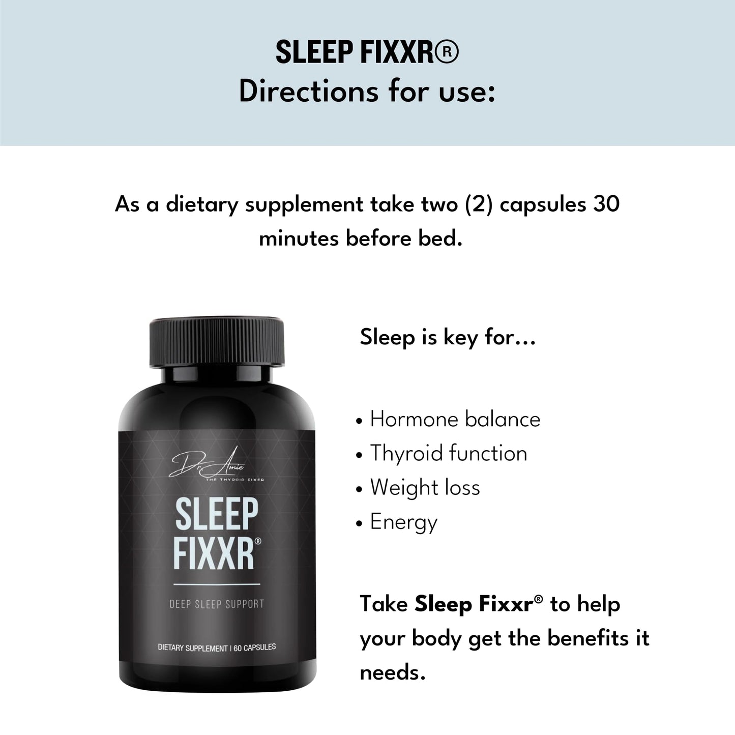 Fixxr Sleep Support by Dr. Amie | with Melatonin, Inositol, and Magnesium | 30 Day Supply, 60 Capsules FixxrBuy Supplements Australia