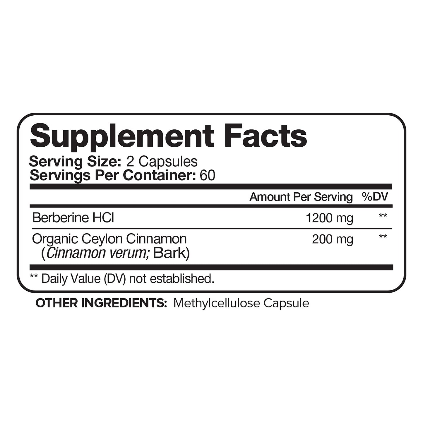 Nutrivein Premium Berberine HCL 1200mg Plus Organic Ceylon Cinnamon - 120 Capsules NutriveinBuy Supplements Australia