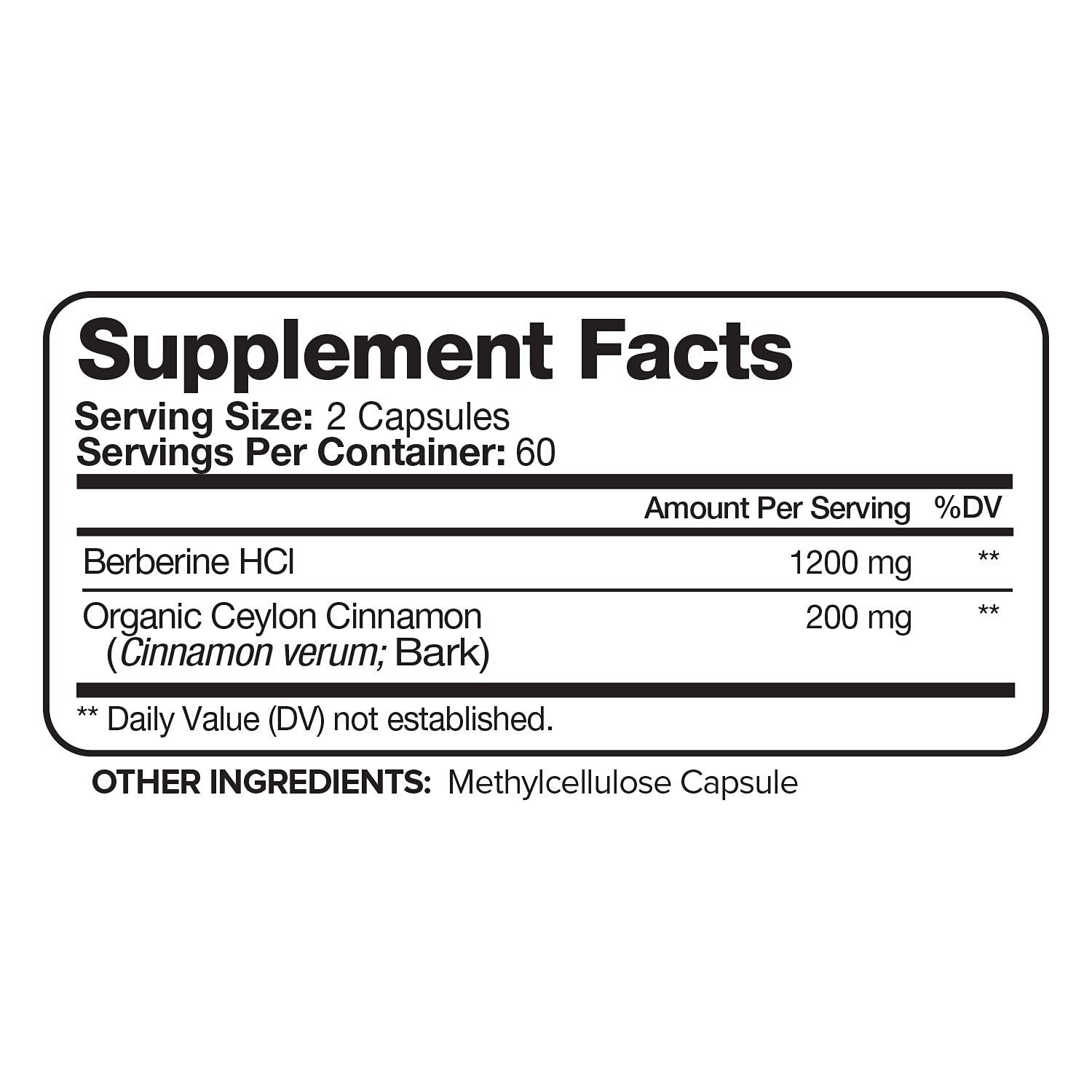 Nutrivein Premium Berberine HCL 1200mg Plus Organic Ceylon Cinnamon - 120 Capsules NutriveinBuy Supplements Australia