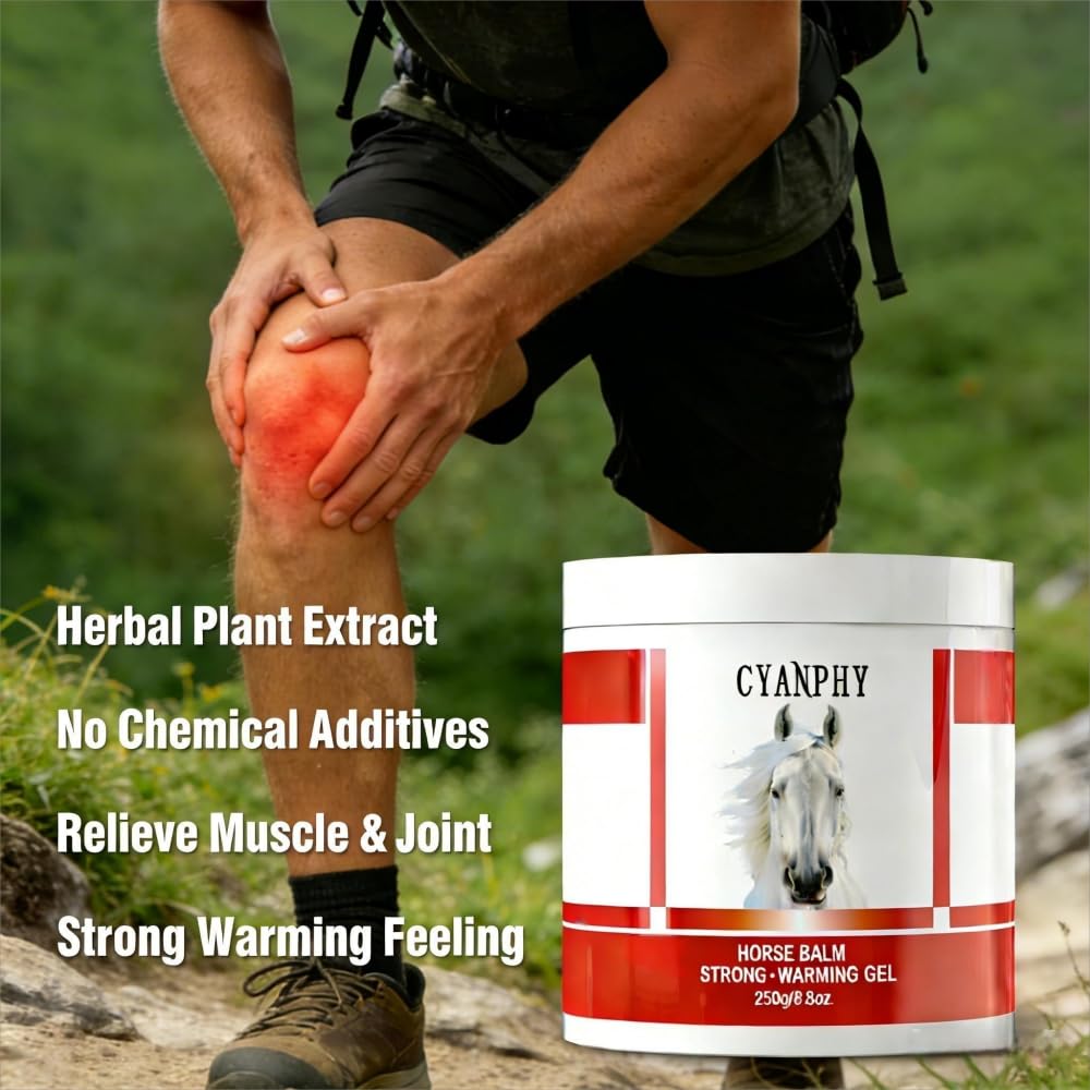 CYANPHY 250g Unisex Adult Extra Strong Horse Balm Joint Massage Cream with Fresh Scent for Muscle & Joint Massage Body for Warming Massage Gel for Hands, Feet, Legs, Knees, Waist for People CYANPHYBuy Supplements Australia
