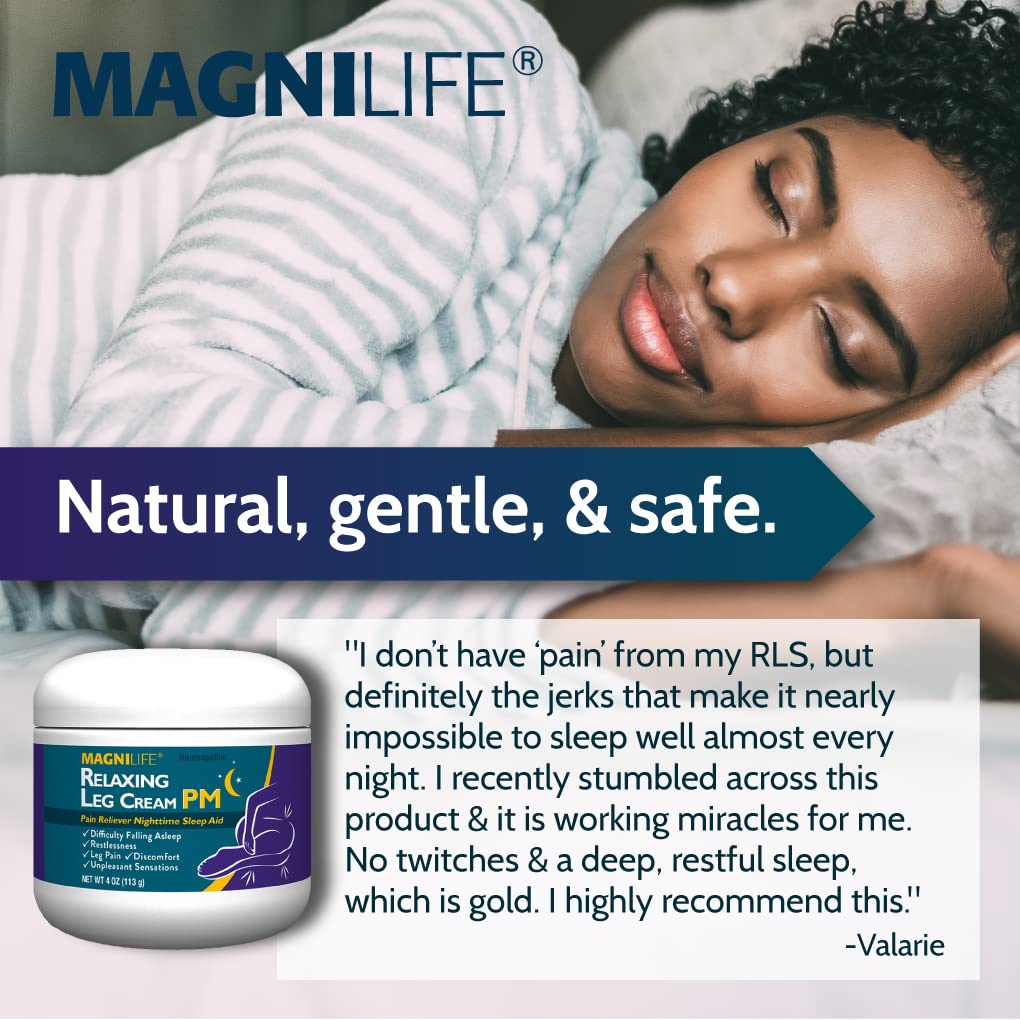 MagniLife Relaxing Leg Cream PM, 4 Oz, Homeopathic Nighttime Pain Reliever & Sleep Aid with Lavender & Magnesium, Non-Greasy Deep Penetrating Cream for Restless Legs & Discomfort MagniLifeBuy Supplements Australia