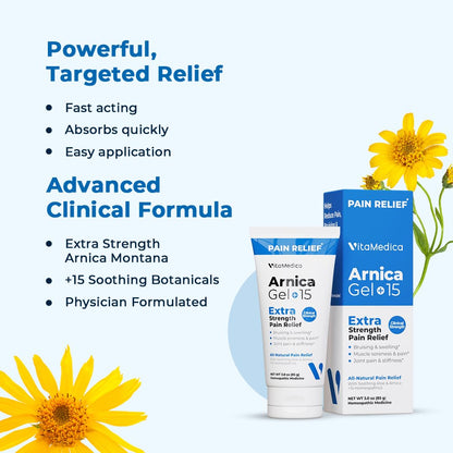 VitaMedica Arnica Gel Plus 15 Healing Plant Compounds, Extra Strength Formula for Bruising, All-Natural Plant-Based Topical Gel VitaMedicaBuy Supplements Australia