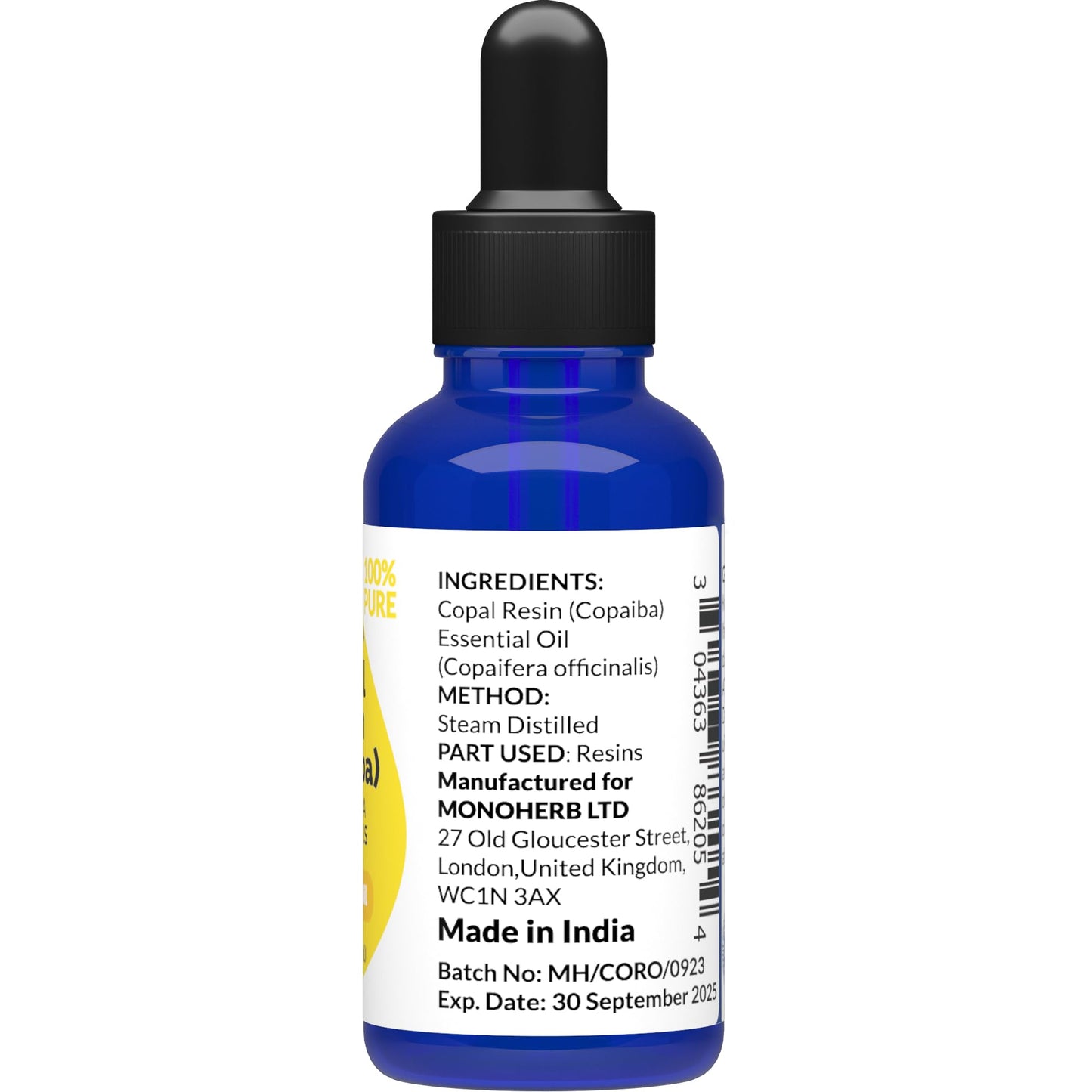 Copaiba - Copal Resin Essential Oil 15 ml - 0.5 oz - Pure & Natural - with Pipette Dropper MONOHERBBuy Supplements Australia