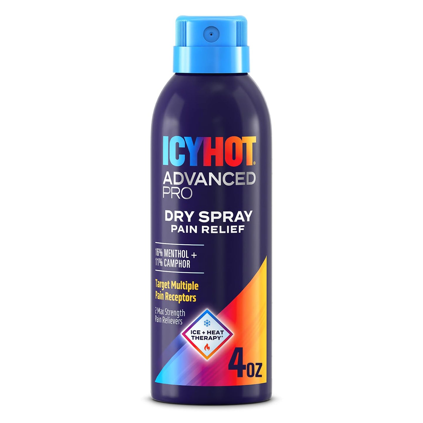 Icy Hot Advanced PRO Pain Relief Dry Spray, Fast-Acting and Quick-Drying Formula, Max Strength Pain Relief with Menthol 16% and Camphor 11% for Backaches, Joints, Muscle Strains and Arthritis, 4 oz Icy HotBuy Supplements Australia