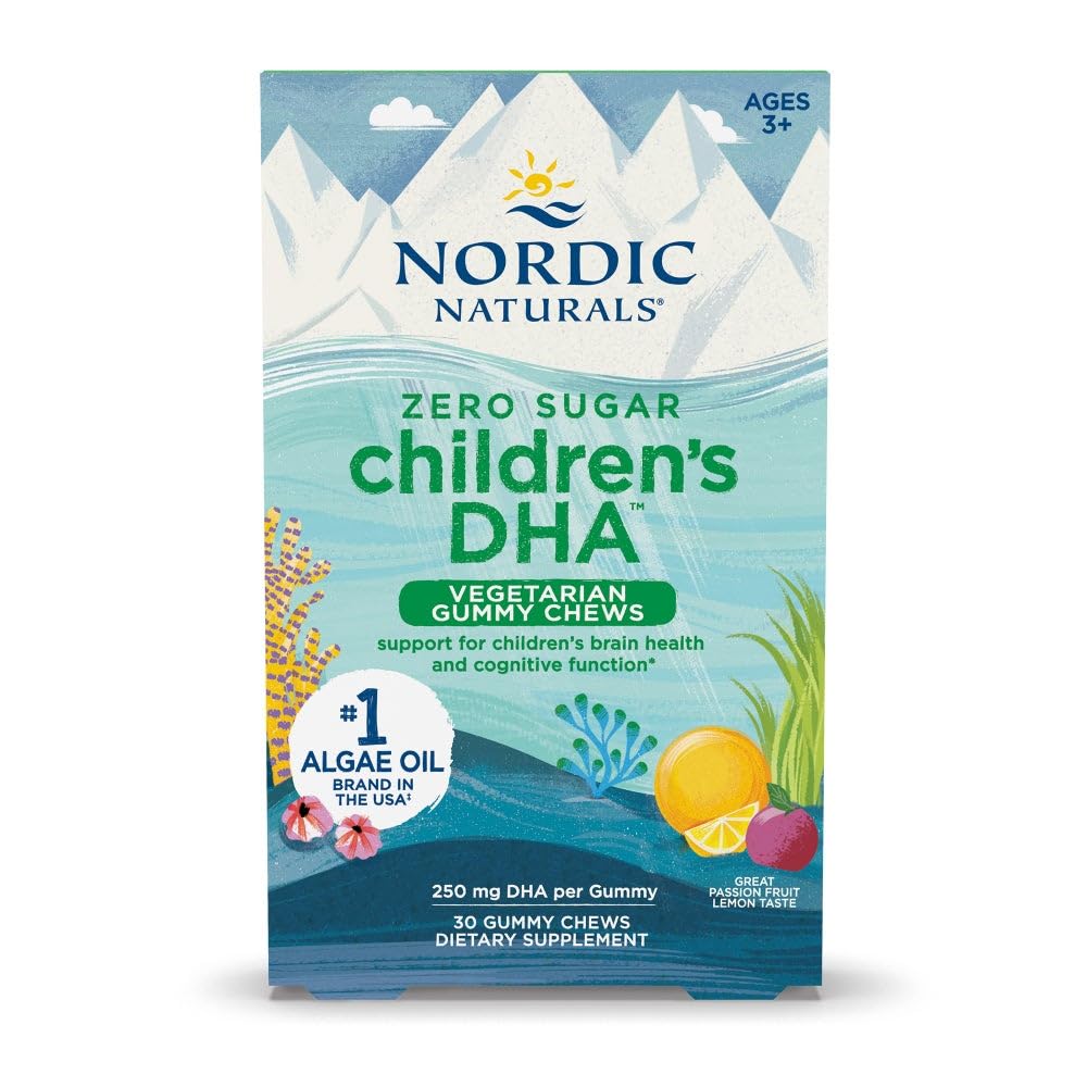 Nordic Naturals Zero Sugar Children’s DHA Vegetarian Gummy Chews - Passion Fruit Lemon Flavor - 30 Gummies - Vegan Algae Oil Omega-3 Supplement for Kids Brain & Cognition Support - 30 Servings Nordic NaturalsBuy Supplements Australia