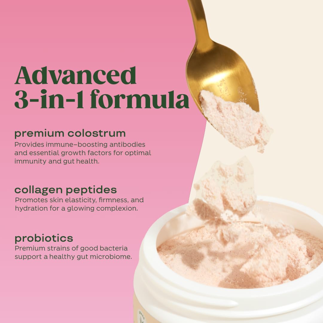 Bloom Nutrition Bovine Colostrum Powder with Vitamin B-12 for Gut Health, Immune Support, Hair Growth & Beauty Supplement | Strawberry, 25 Servings Bloom NutritionBuy Supplements Australia
