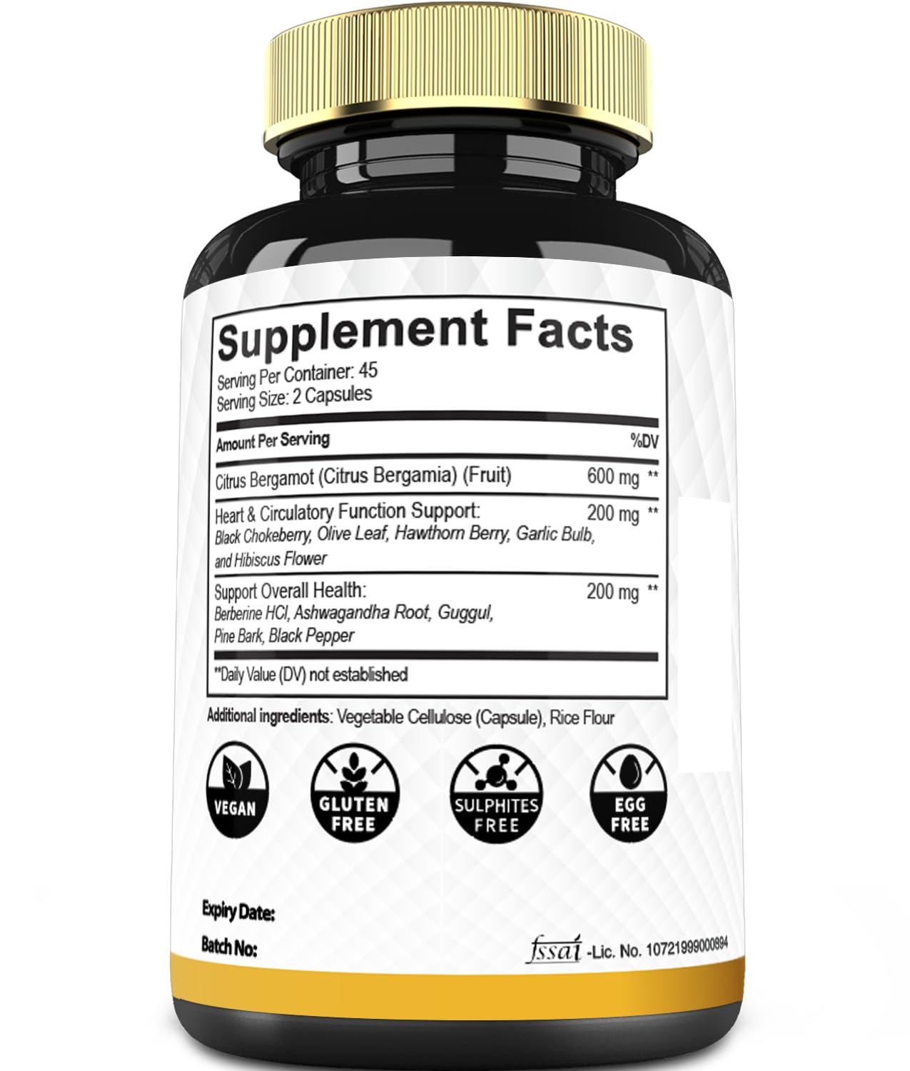 Mecisco 11 in 1 Citrus Bergamot Supplement 1000mg with Black Chokeberry, Berberine HCl & More - 90 Capsules - Supports Heart Health, Immune System, Energy Production MeciscoBuy Supplements Australia