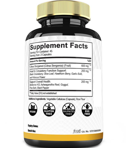 Mecisco 11 in 1 Citrus Bergamot Supplement 1000mg with Black Chokeberry, Berberine HCl & More - 90 Capsules - Supports Heart Health, Immune System, Energy Production MeciscoBuy Supplements Australia