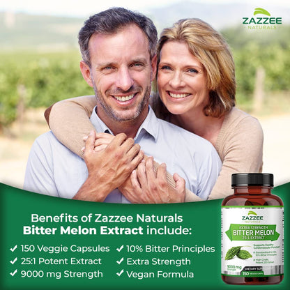 Zazzee Extra Strength Bitter Melon 25:1 Extract, 9000 mg Strength, 10% Bitter Principles ZazzeeBuy Supplements Australia