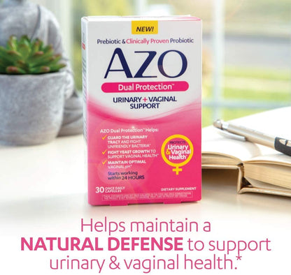 AZO Boric Acid Vaginal Suppositories, 30 Count + AZO Dual Protection, 30 Count, Urinary + Vaginal Support* AZOBuy Supplements Australia