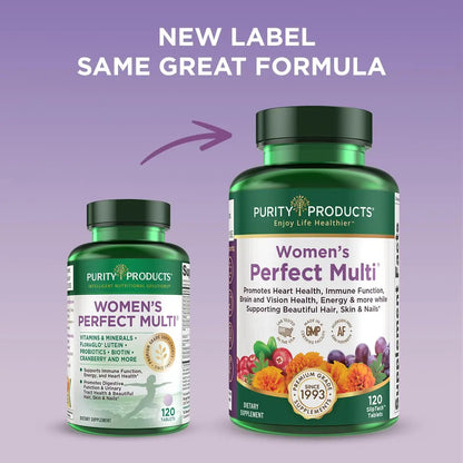 Purity Products Women’s Perfect Multi Balanced Multivitamin - Supports Urinary Tract Health, Immune, Bone + Muscle, Hair, Skin, Nails Purity Products