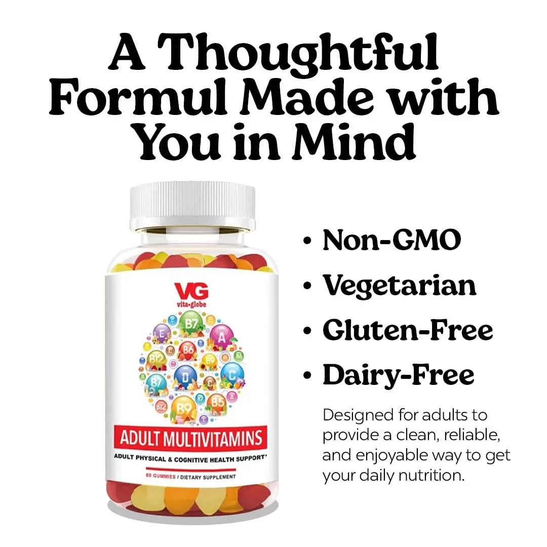 VITA GLOBE Adult Multivitamin Gummies – with Vitamins C, D, E, B6, B12, Folate & Biotin | Daily Multivitamin Supplement for Energy VITA GLOBEBuy Supplements Australia