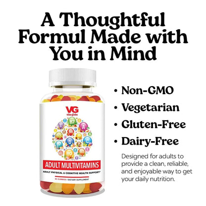 VITA GLOBE Adult Multivitamin Gummies – with Vitamins C, D, E, B6, B12, Folate & Biotin | Daily Multivitamin Supplement for Energy VITA GLOBEBuy Supplements Australia