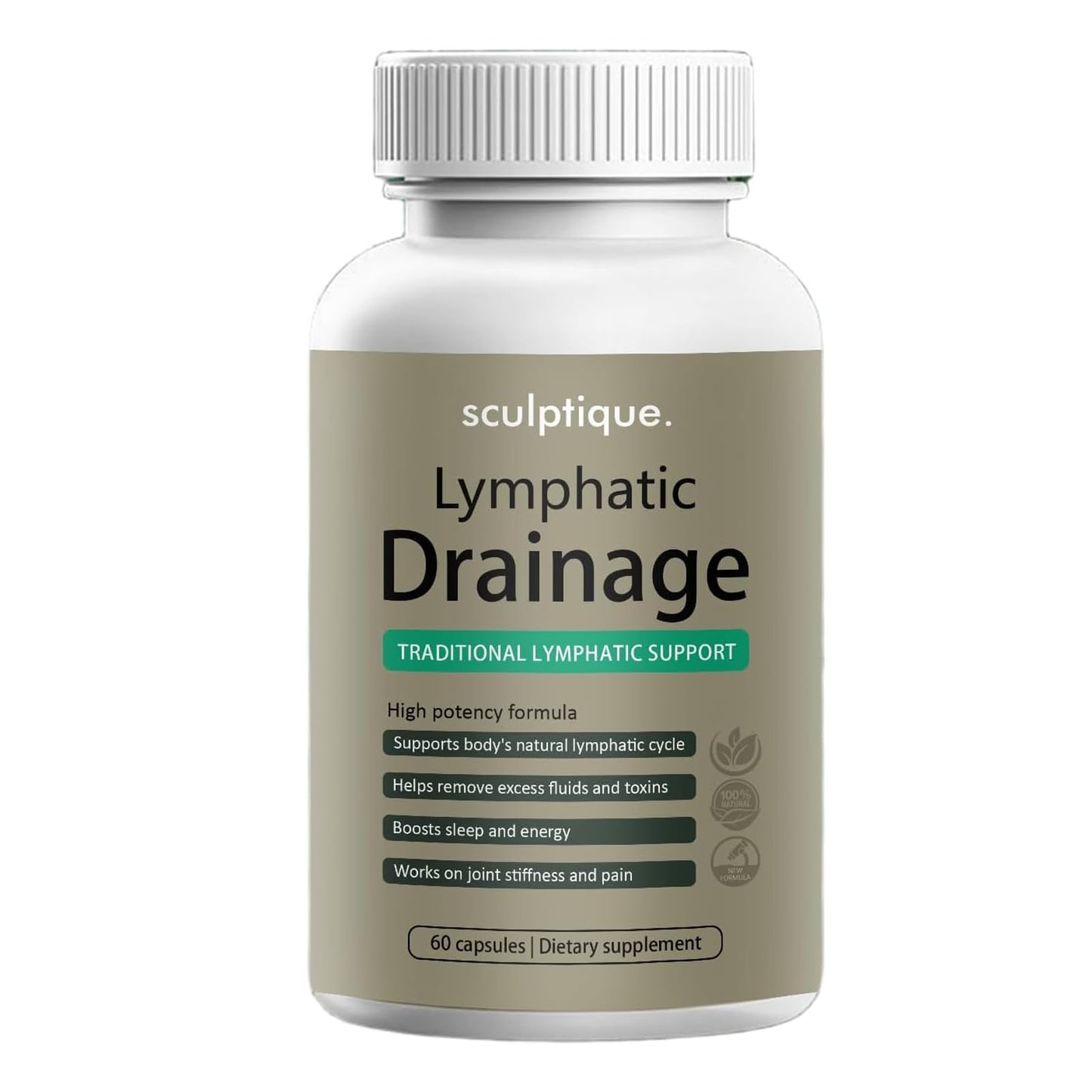 pressurepal Sculptique Lymphatic Drainage Capsules, New Maximum Potency Formula with Dandelion Extract, Cleavers Extract - Supports Cellulite Reduction, Lymphatic Drainage, 60 Capsules (1pcs) pressurepalBuy Supplements Australia