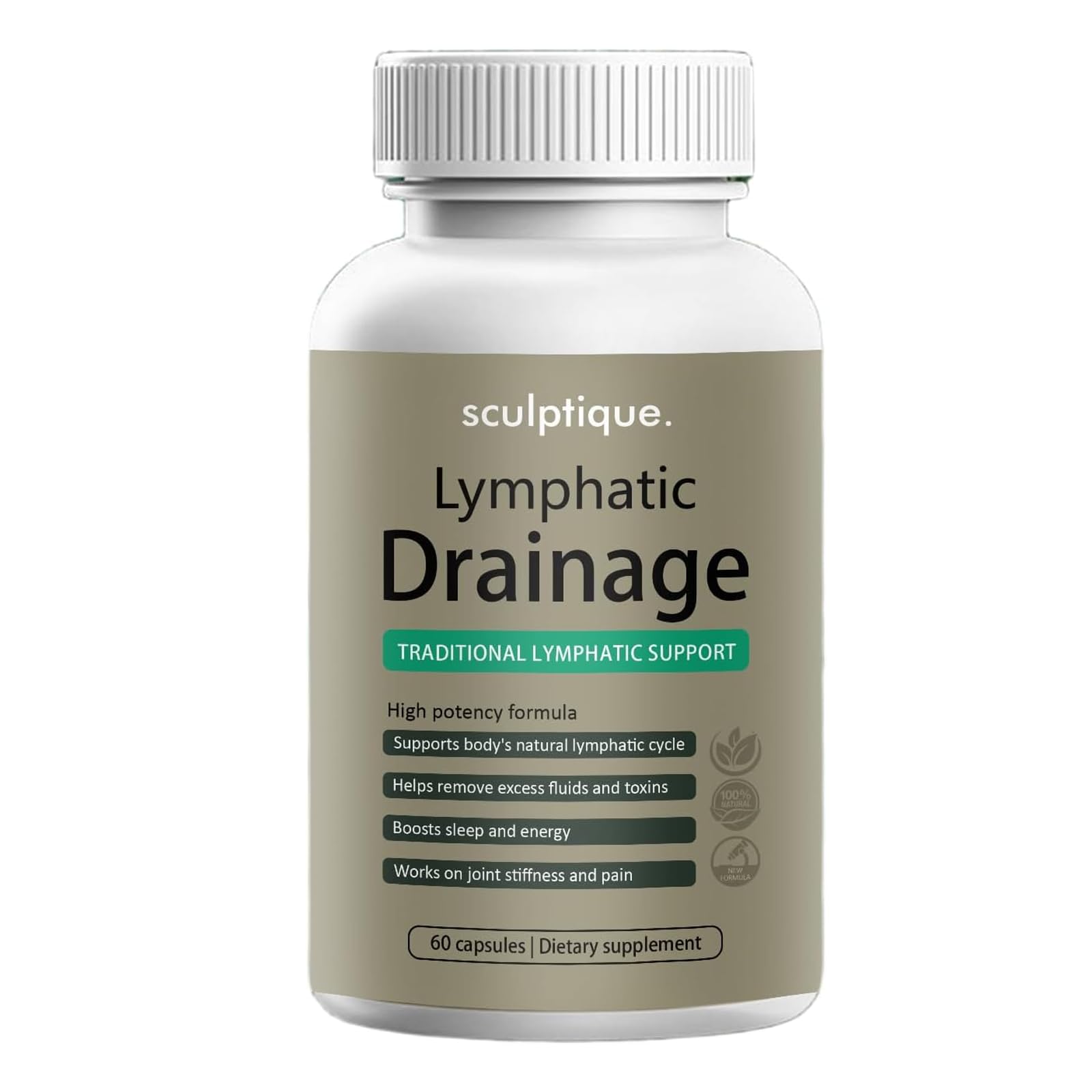 pressurepal Sculptique Lymphatic Drainage Capsules, New Maximum Potency Formula with Dandelion Extract, Cleavers Extract - Supports Cellulite Reduction, Lymphatic Drainage, 60 Capsules (1pcs) pressurepalBuy Supplements Australia