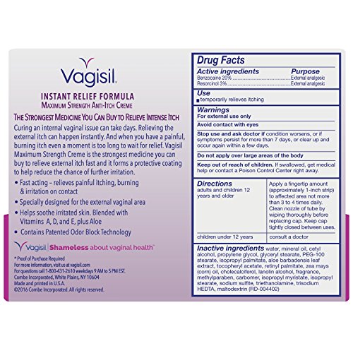 Vagisil Maximum Strength Feminine Anti-Itch Cream with Benzocaine for Women, Helps Relieve Yeast VagisilBuy Supplements Australia