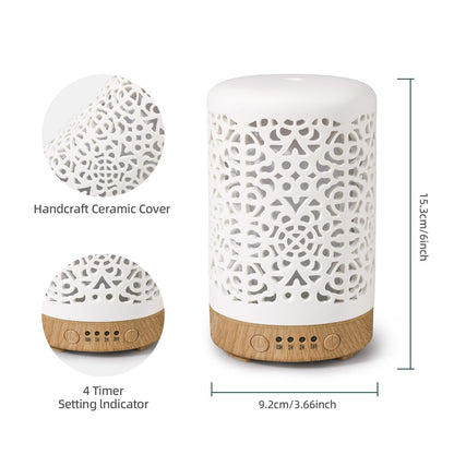 Essential Oil Diffusers, 100ml White Ceramic Diffuser with 7 LED Lights,Ultrasonic Aromatherapy homnasBuy Supplements Australia