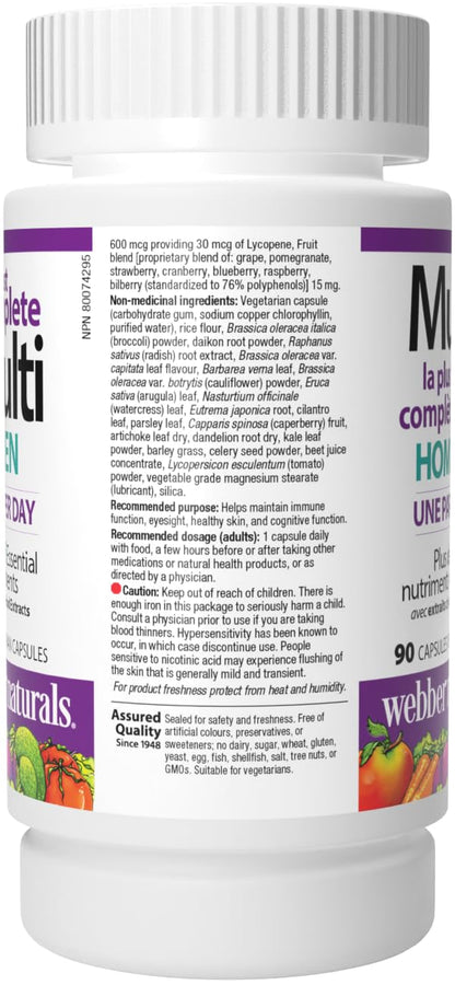 Webber Naturals Men's Most Complete Multi, 90 Vegetarian Capsules Webber NaturalsBuy Supplements Australia