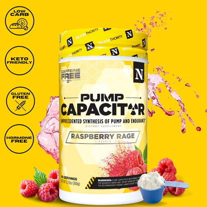 Nutrithority Pump Capacitor Non-Stimulant Sugar-Free Pre Workout for Men & Women, Unflavored, 40 Servings - Nitric Oxide Booster, Intense Focus, Powerful Pumps & Strength Gains