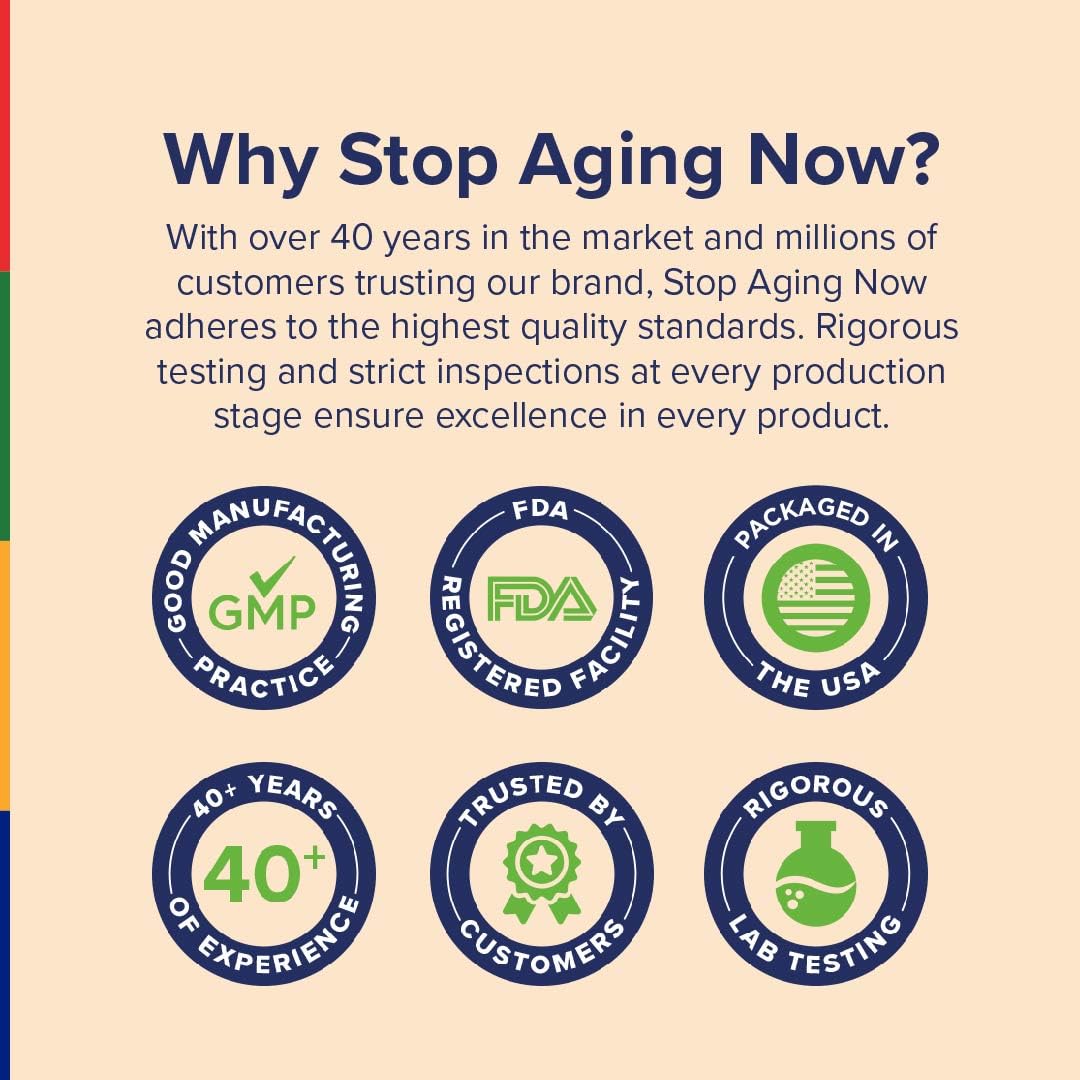 Stop Aging Now - Brain Supplement Complex - with Ginkgo Biloba, Lion's Mane, Bacopa, and DMAE - 60 Vegetarian Capsules - Advanced Blend Stop Aging NowBuy Supplements Australia