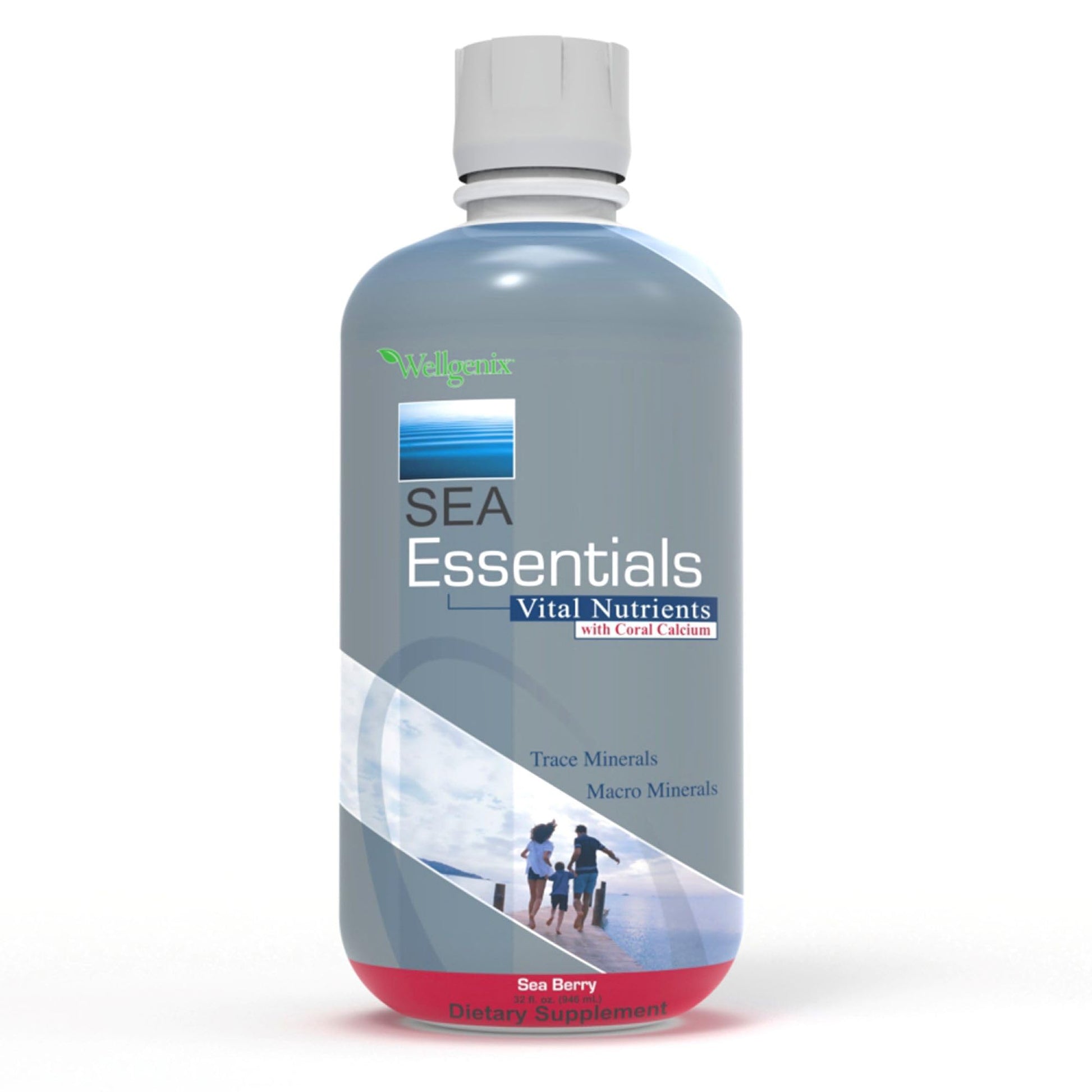 Wellgenix Sea Essentials Liquid Mineral Dietary Supplement with Trace and Macro Minerals and Coral Calcium – Sea Berry Flavor – 32 fl oz WellgenixBuy Supplements Australia