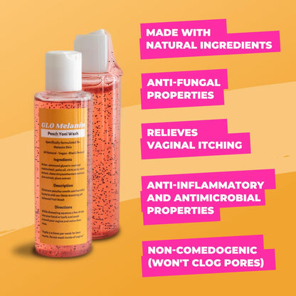 GLO Melanin Peach Yoni Wash with Aloe Vera, All Natural Feminine Wash for Women pH Balance Glo MelaninBuy Supplements Australia