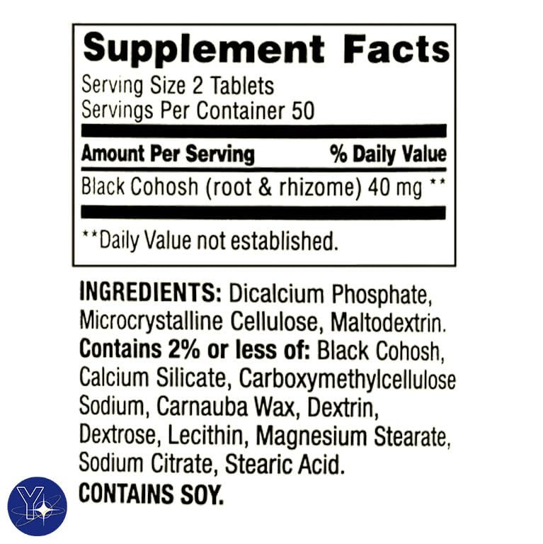 Black Cohosh Menopause Support Dietary Supplement Tablets Spring Valley