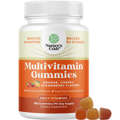 Potent Daily Multivitamin Gummies for Adults - Wellness Blend of Vitamin D A C E B12 Zinc and Biotin - Adult Vitamin Gummy for Energy and Immune Health Natures CraftBuy Supplements Australia