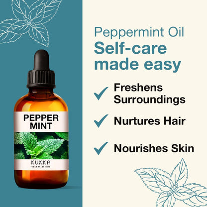 Kukka Peppermint Oil for Hair - Natural Mint Essential Oils - Premium Grade Natural Peppermint Essential Oil KUKKA essential oilsBuy Supplements Australia
