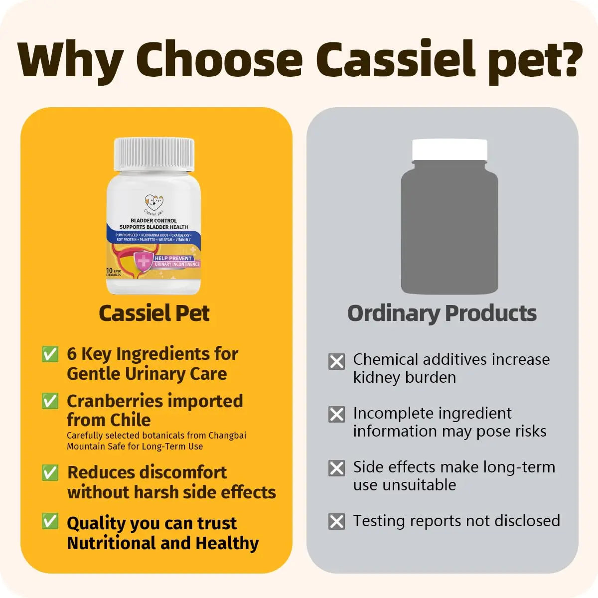 Cassiel Pet Bladder Supports Chews for Urinary Tract Health, Infection Treatments, Bladder Health, Dog UTI, Bladder Stones, Incontinence Support, Urinary Pain Relief for Cat & Dog 10 Chews (1 Bottle) Cassiel petBuy Supplements Australia