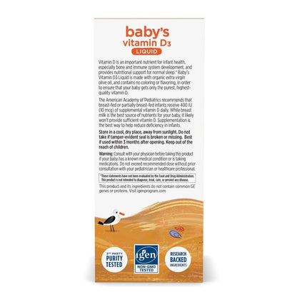 Nordic Naturals Baby’s Vitamin D3, Unflavored - 0.76 oz - 400 IU Vitamin D3 - Healthy Bones, Immune System Support, Normal Sleep Rhythms - Non-GMO, Certified Vegetarian - 90 Servings Nordic NaturalsBuy Supplements Australia
