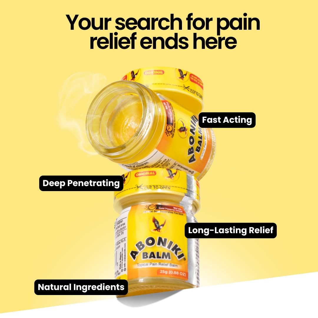Aboniki Powerful Topical Pain Relief Balm with Natural Ingredients | Fast-Acting Soothing Relief for Joints & Muscle Pain, Soreness, Cramps | Long Lasting Full Body Rub (12 Plastic Jars) AbonikiBuy Supplements Australia