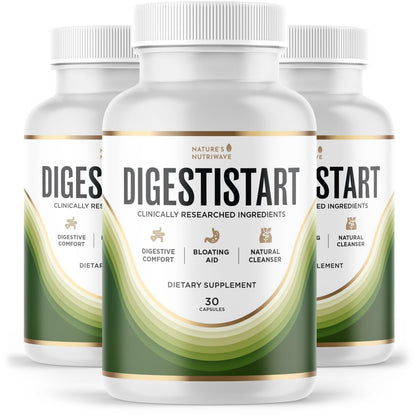 DigestiStart – Natural Digestive Supplement with Wild Yam, Poria Cocos & Bacopa Monnieri – Made in USA, Non-GMO, Easy-to-Take - 30 Capsules, 3 Month Supply Nature’s NutriWaveBuy Supplements Australia
