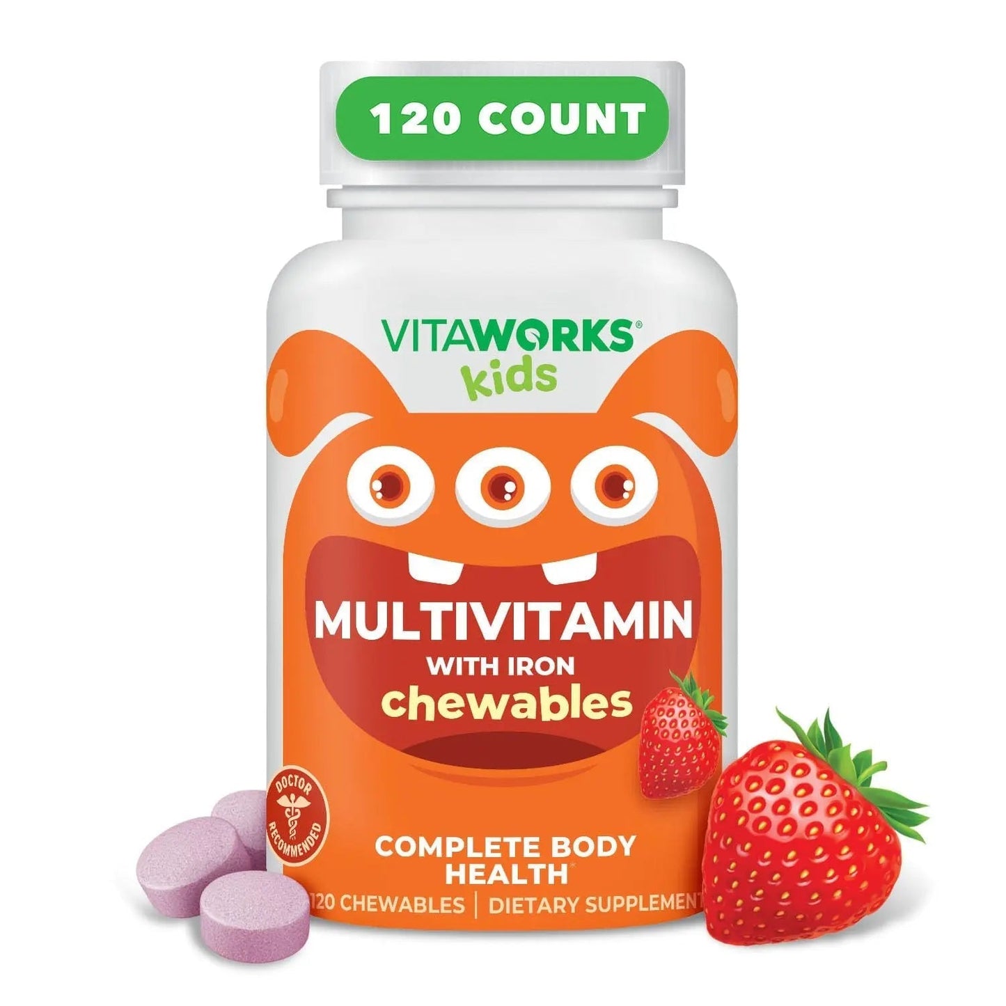 VitaWorks Kids Multivitamin with Iron & Minerals Chewable Tablets - Mixed Fruit Flavor - Vegetarian, GMO-Free, Nut Free VitaWorksBuy Supplements Australia